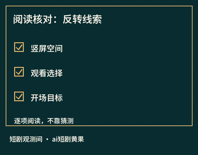 阅读核对:反转线索示意图,标出竖屏空间、观看选择、开场目标